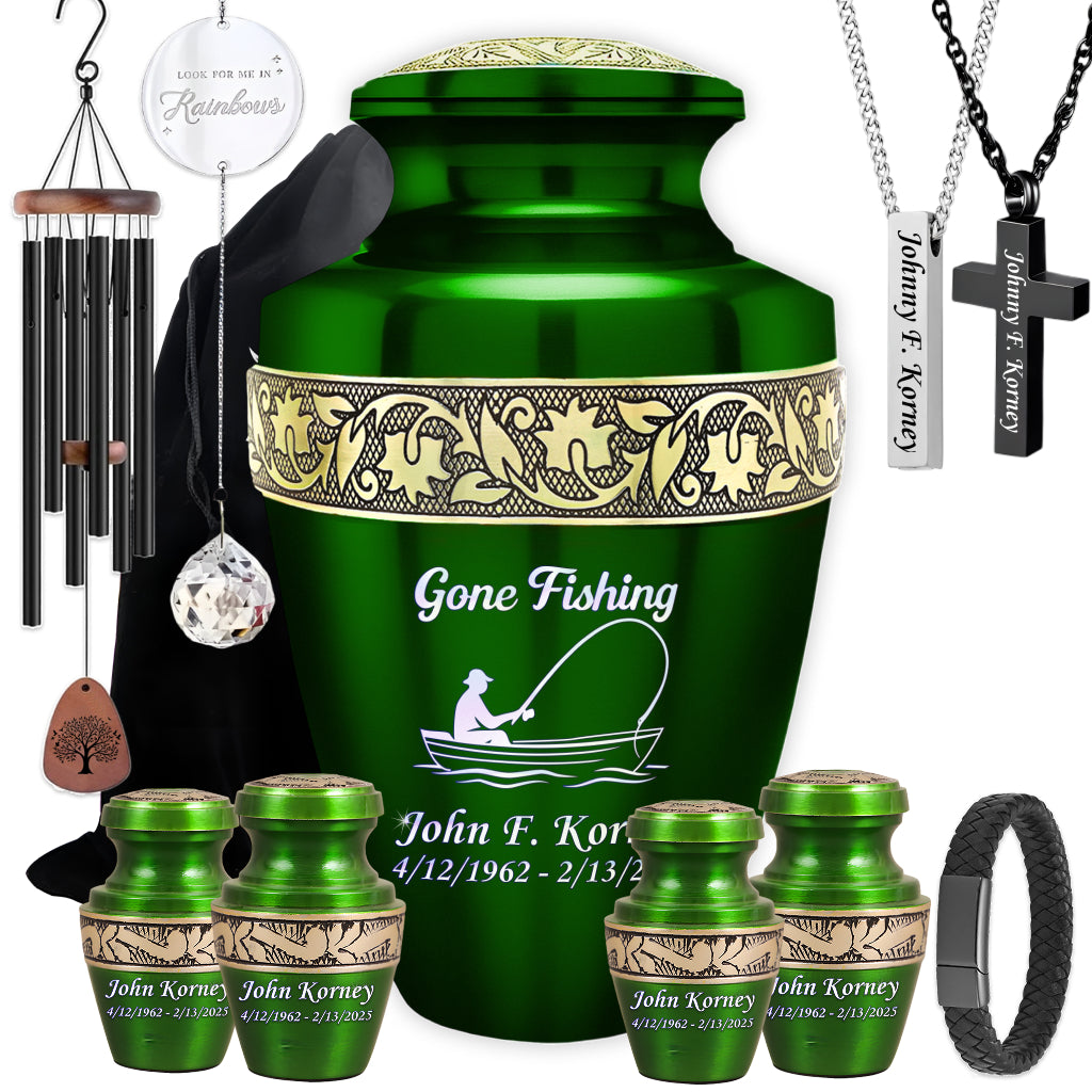 Gone Fishing Engraved Cremation Urn