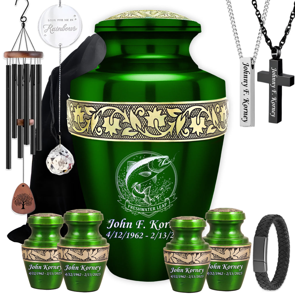 Freshwater Leap Engraved Cremation Urn