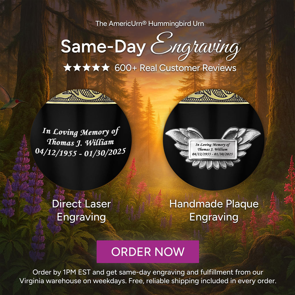 Black & Gold Engraved Grecian Cremation Urn