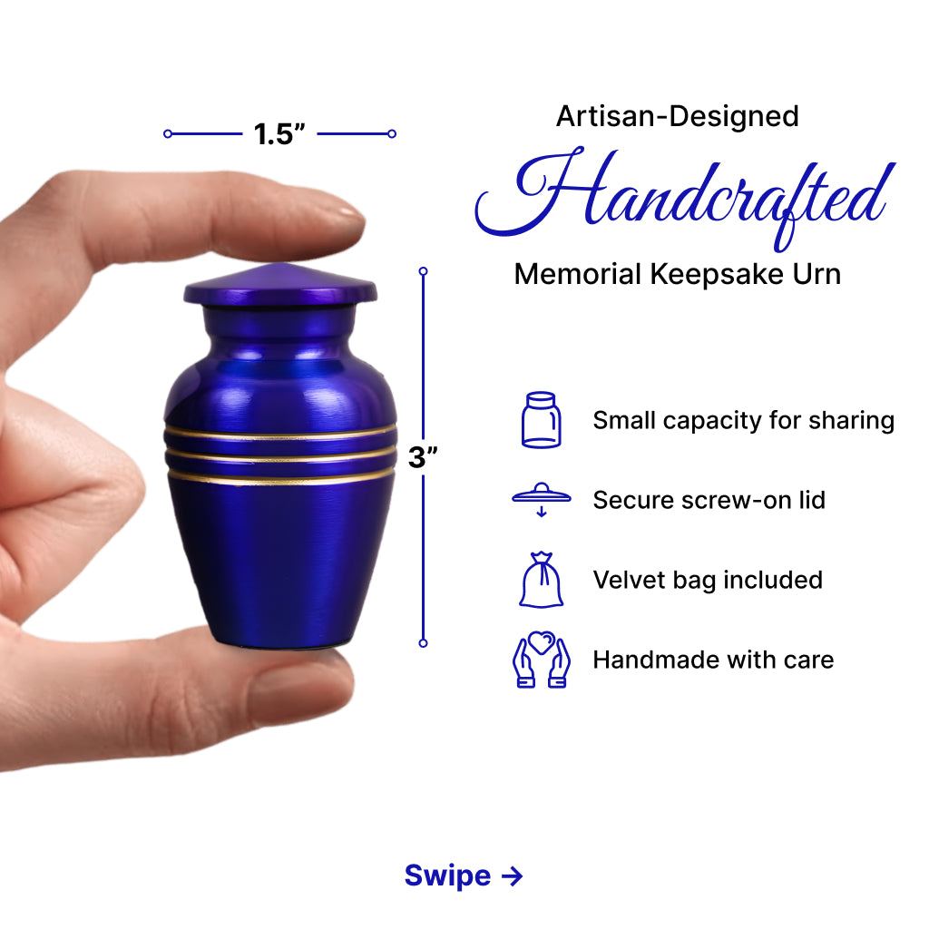 Royal Blue & Gold Accents Pewter Cremation Urn