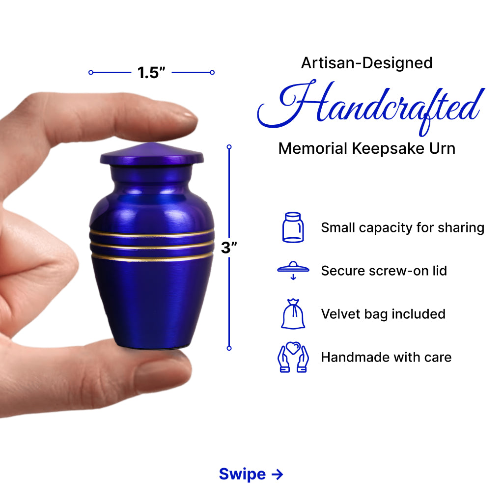 Royal Blue & Gold Accents Pewter Cremation Urn