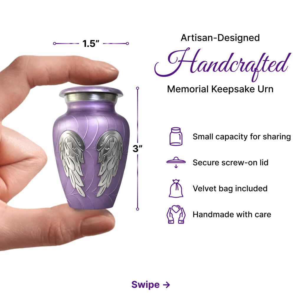 Purple Patch & Silver Engraved Cremation Urn