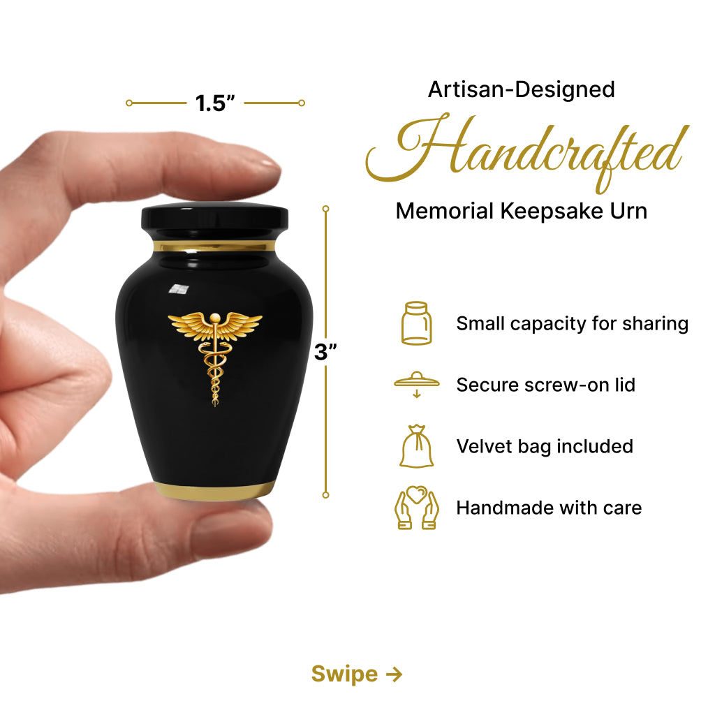 Medical Professional Memorial Urn (Caduceus Design)