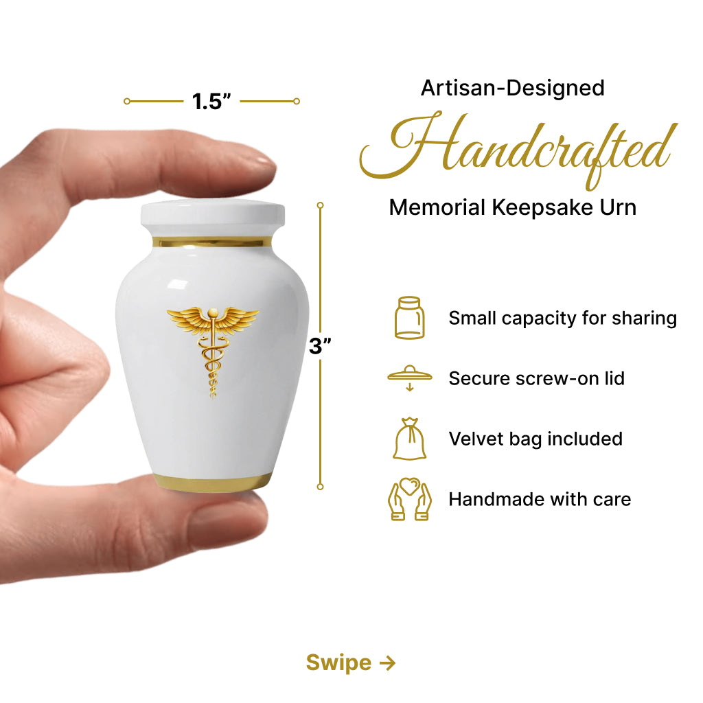 Medical Professional Memorial Urn (Caduceus Design)