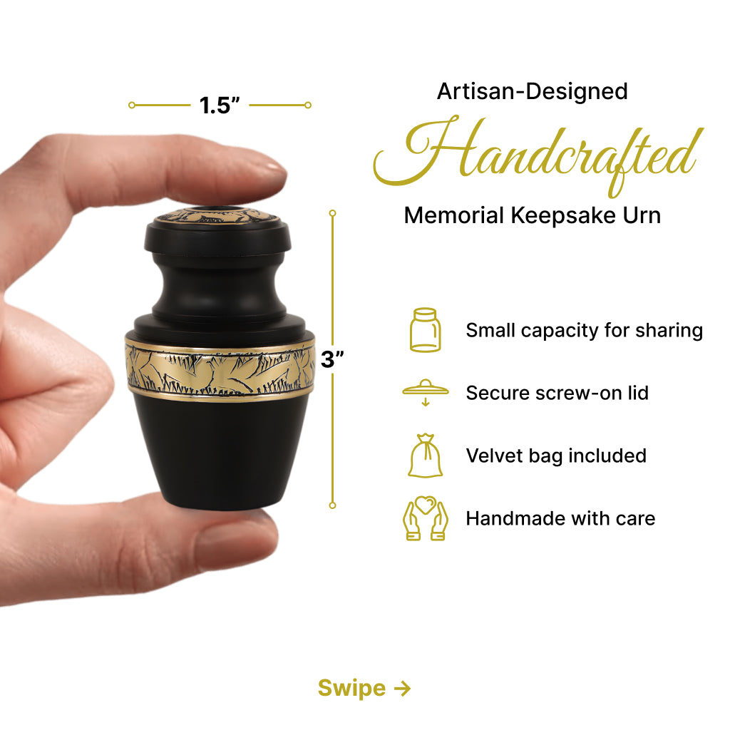 Black & Gold Engraved Grecian Cremation Urn