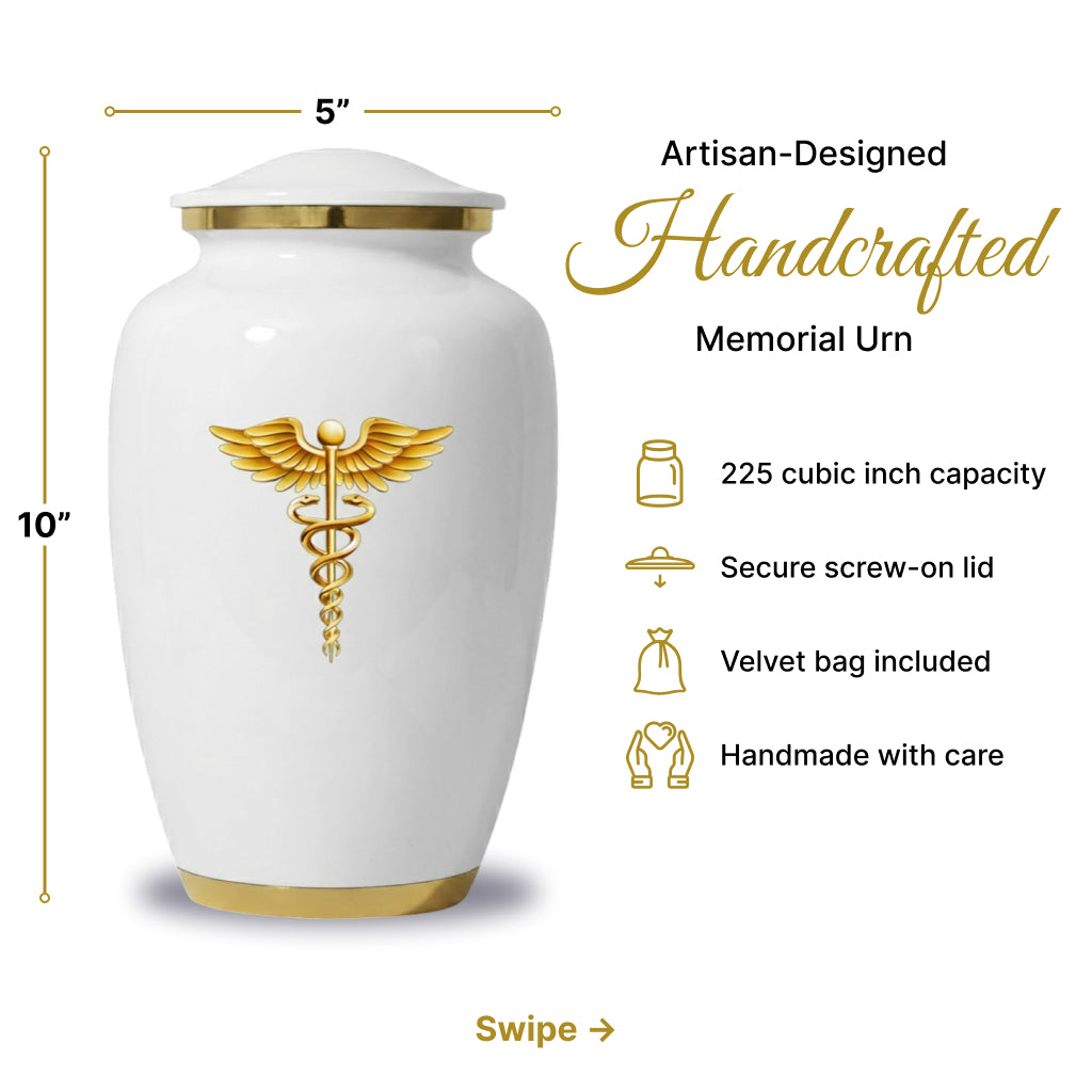 Medical Professional Memorial Urn (Caduceus Design)