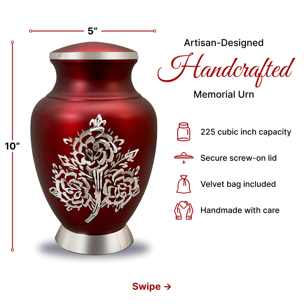 Rose & Silver Image Urn