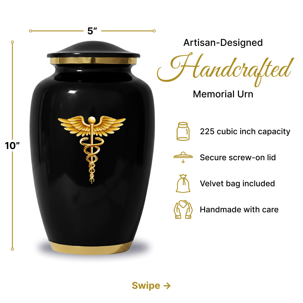 Medical Professional Memorial Urn (Caduceus Design)