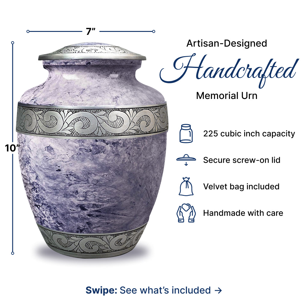 Pearl & Silver Hand-Engraved Urn
