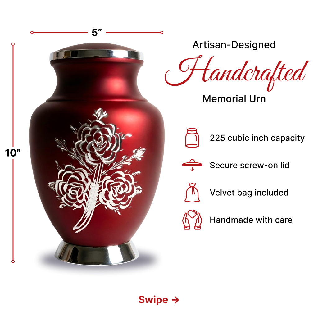 Rose & Silver Image Urn