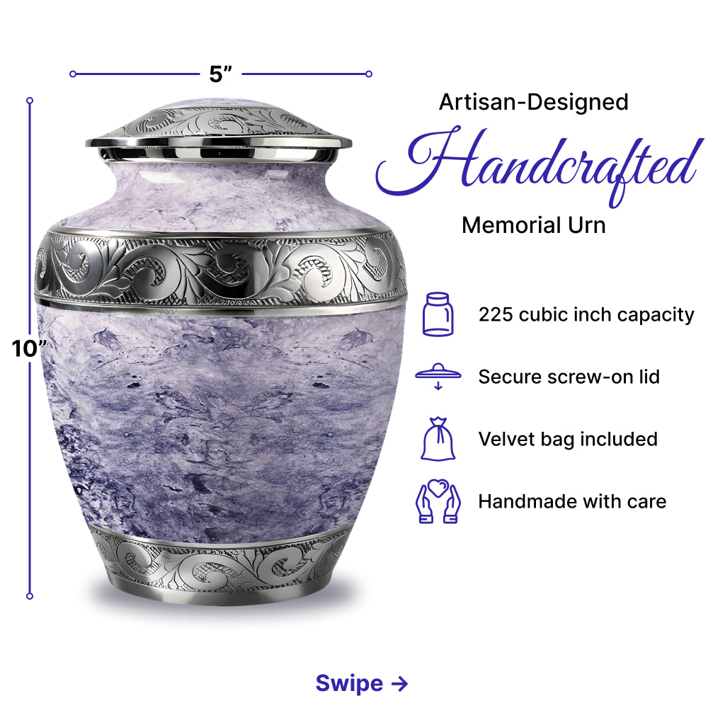 Pearl & Silver Hand-Engraved Urn