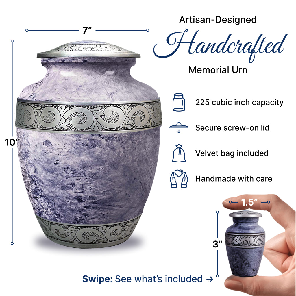 Pearl & Silver Hand-Engraved Urn