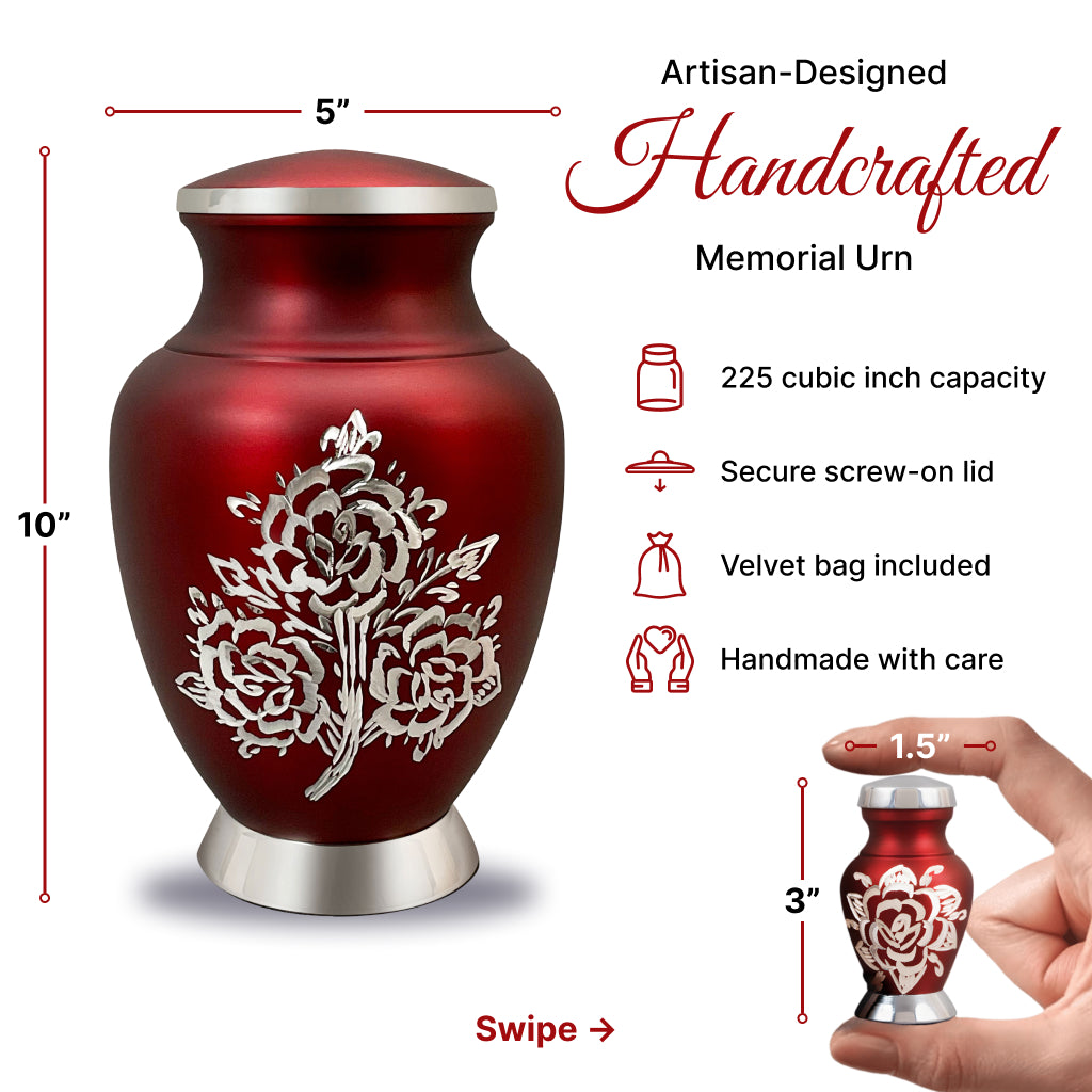 Rose & Silver Image Urn