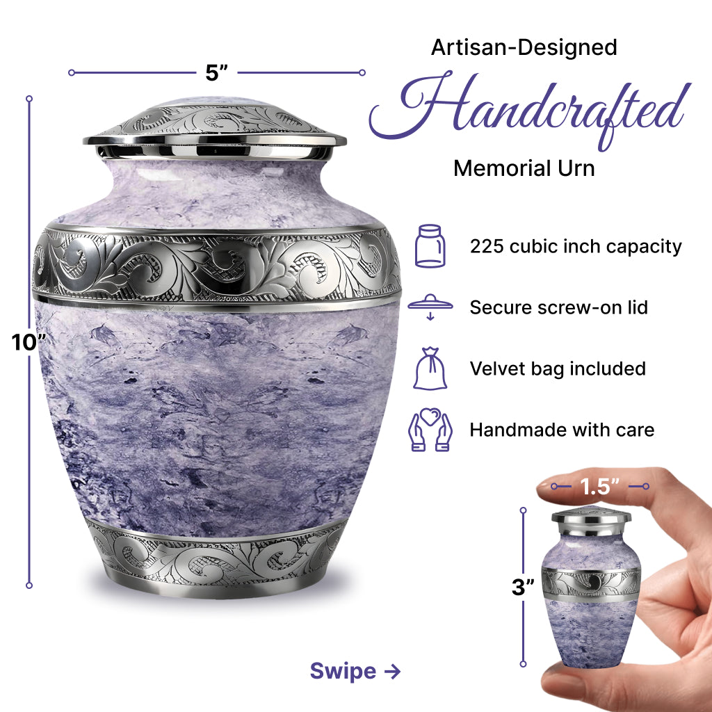 Pearl & Silver Hand-Engraved Urn