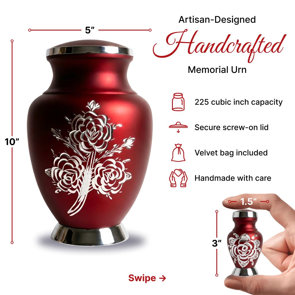 Rose & Silver Image Urn