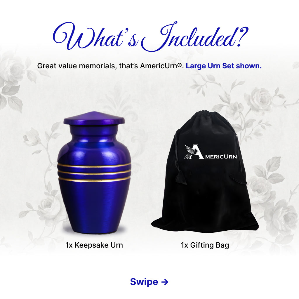 Royal Blue & Gold Accents Pewter Cremation Urn