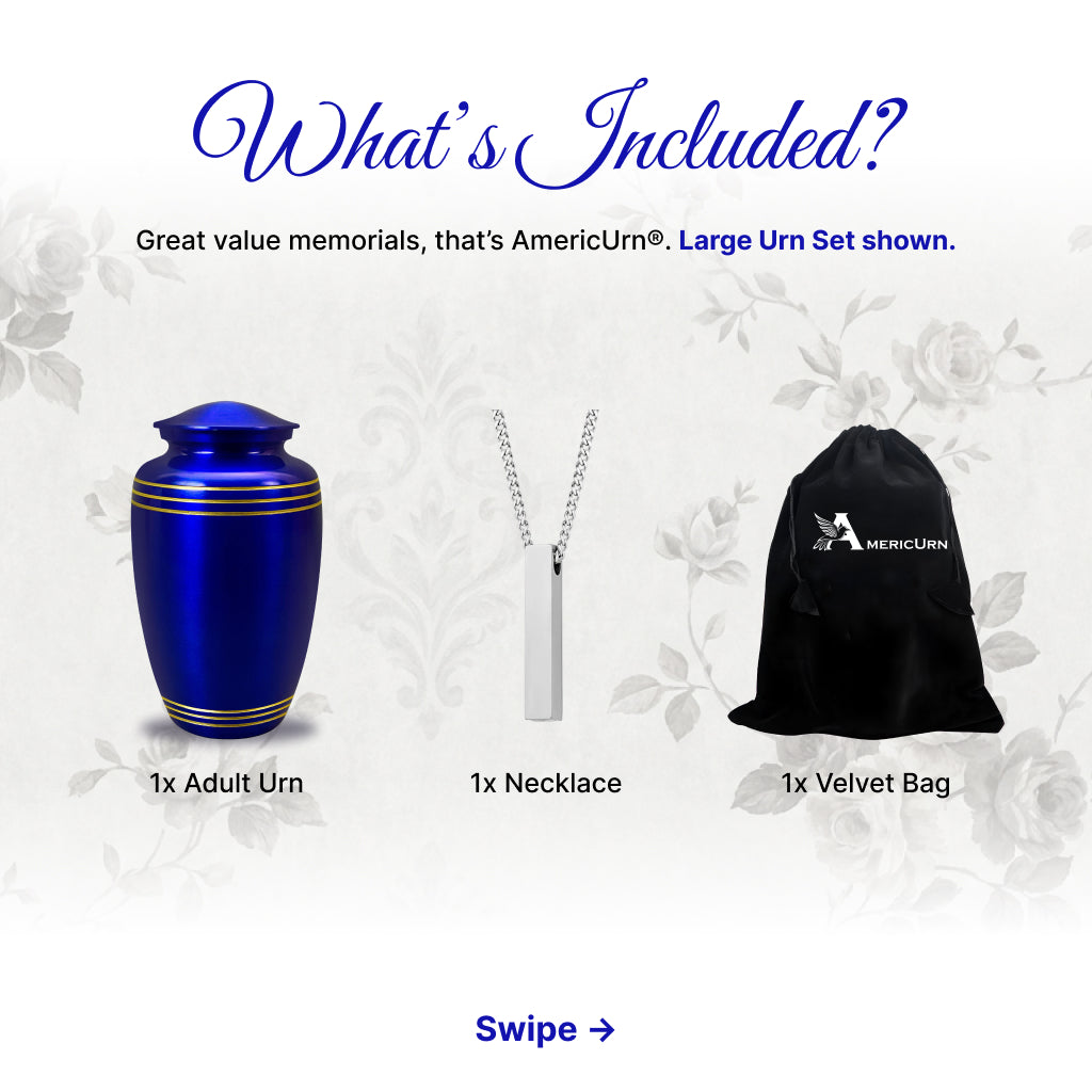 Royal Blue & Gold Accents Pewter Cremation Urn