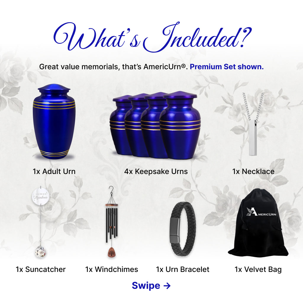 Royal Blue & Gold Accents Pewter Cremation Urn