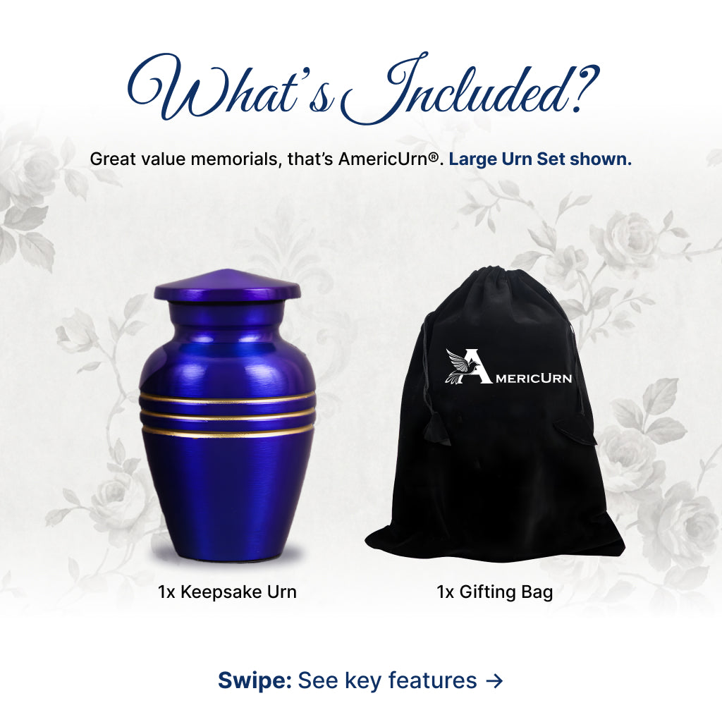Royal Blue & Gold Accents Pewter Cremation Urn