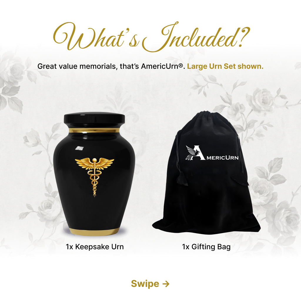 Medical Professional Memorial Urn (Caduceus Design)