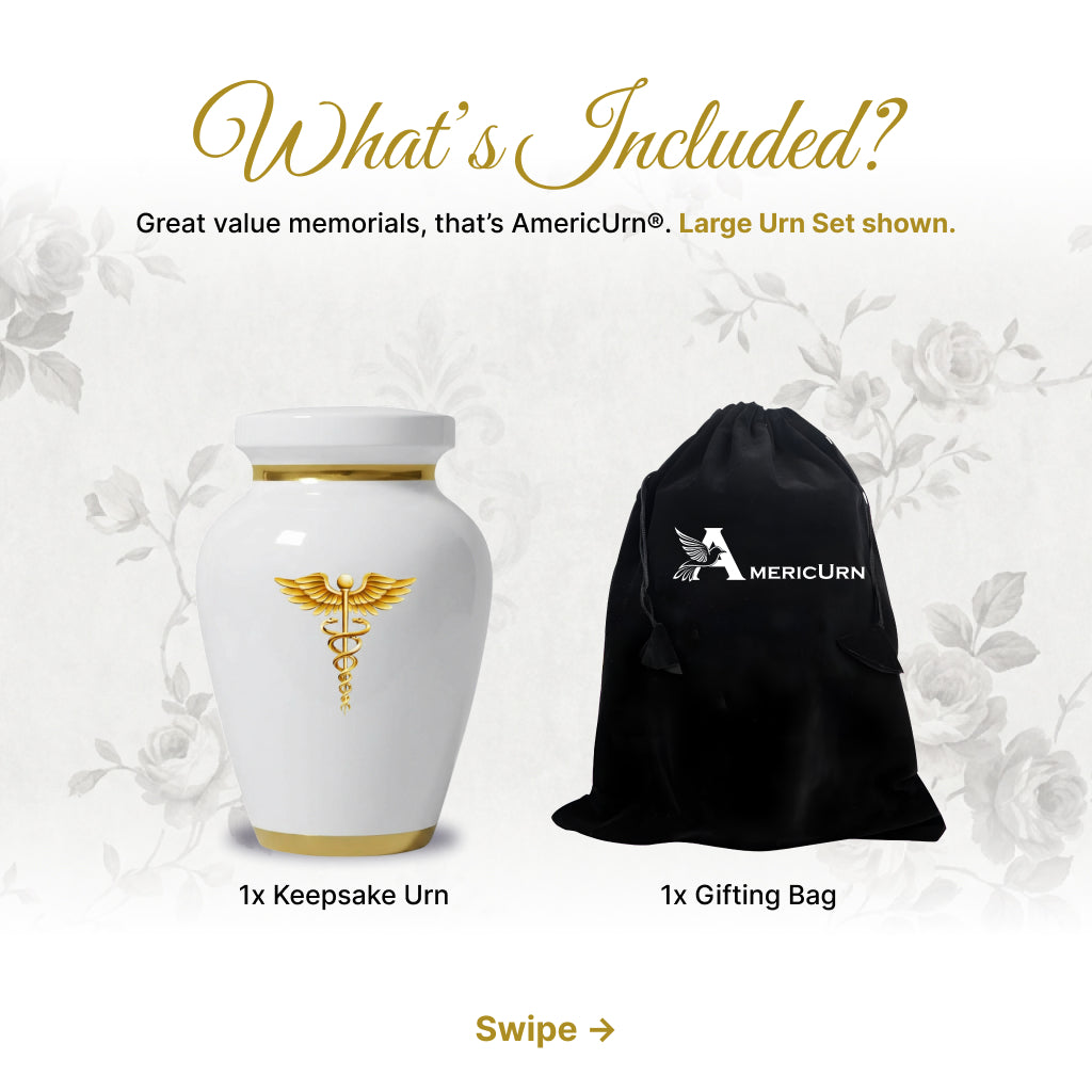 Medical Professional Memorial Urn (Caduceus Design)