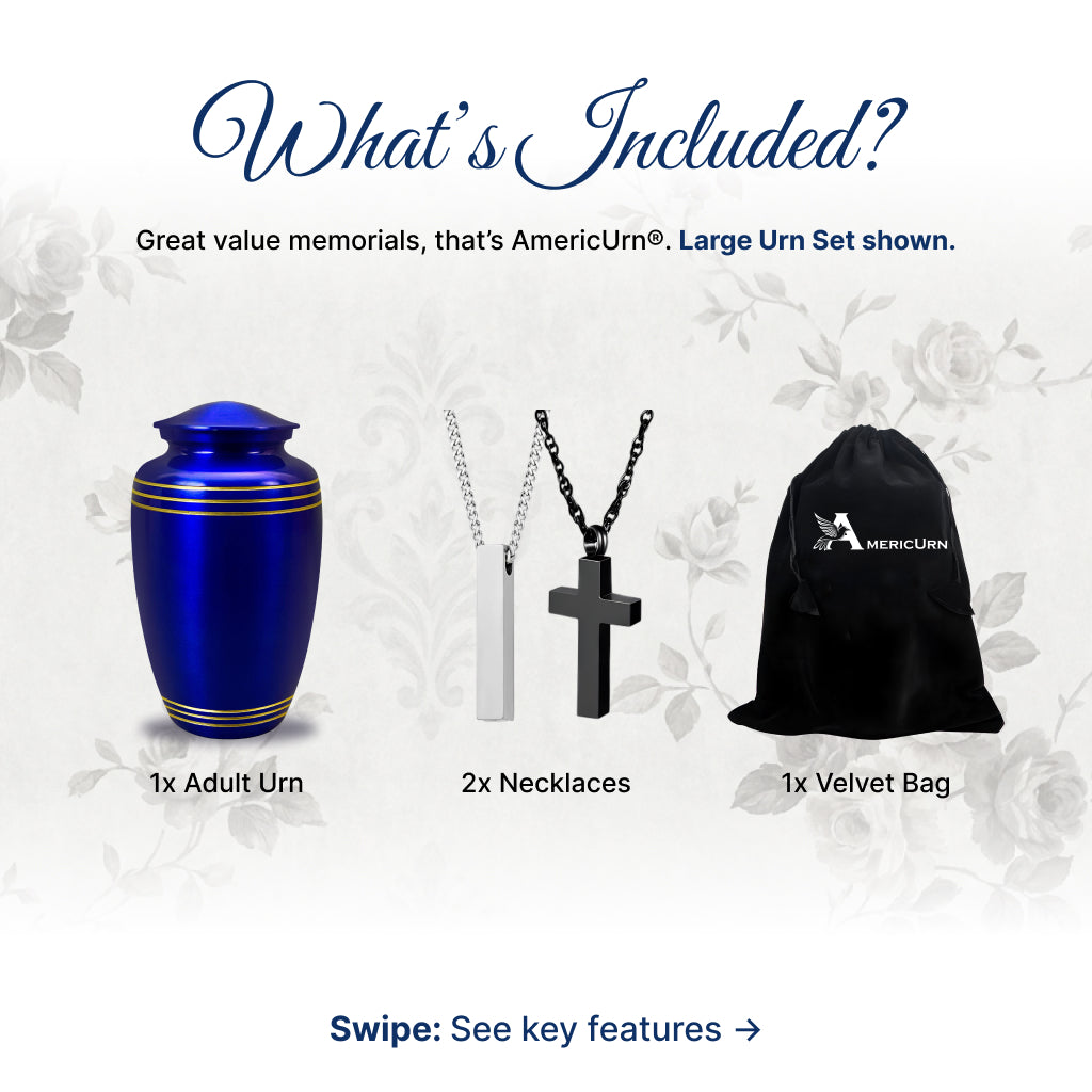 Royal Blue & Gold Accents Pewter Cremation Urn