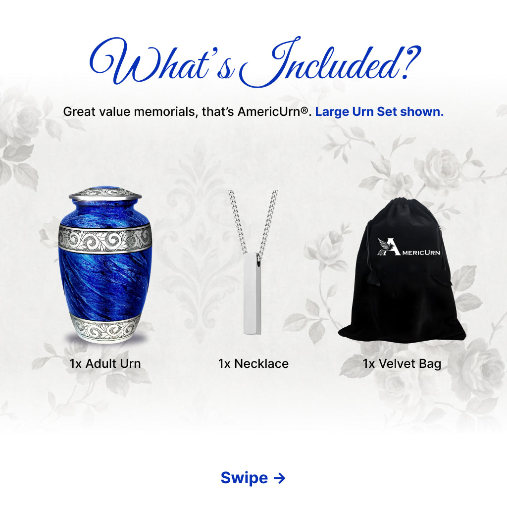 Eternal Blue & Silver Hand-Engraved Cremation Urn