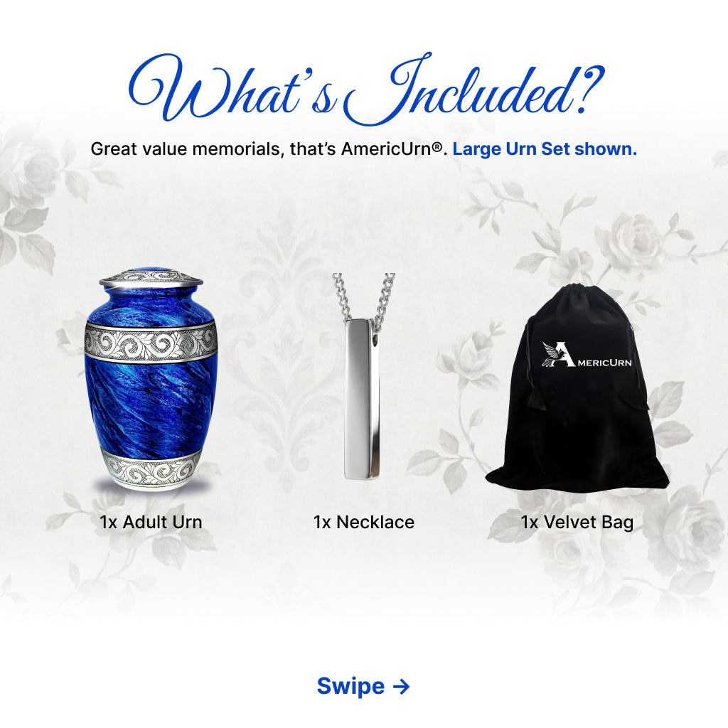 Eternal Blue & Silver Hand-Engraved Cremation Urn