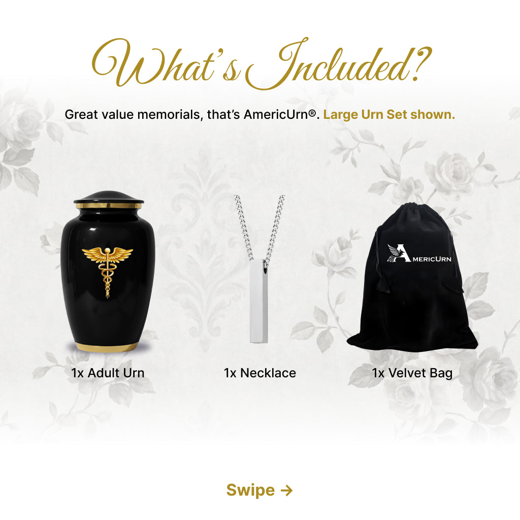 Medical Professional Memorial Urn (Caduceus Design)