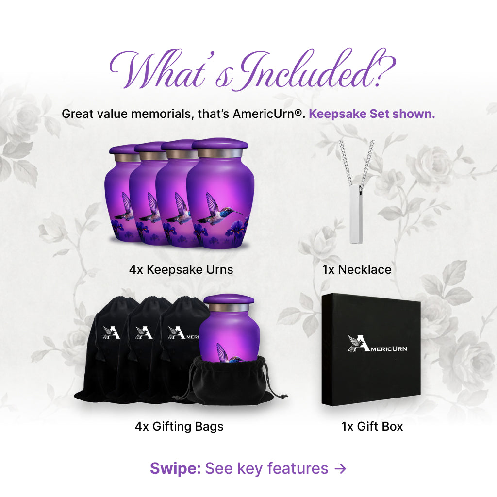 Purple Hummingbird Image Cremation Urn