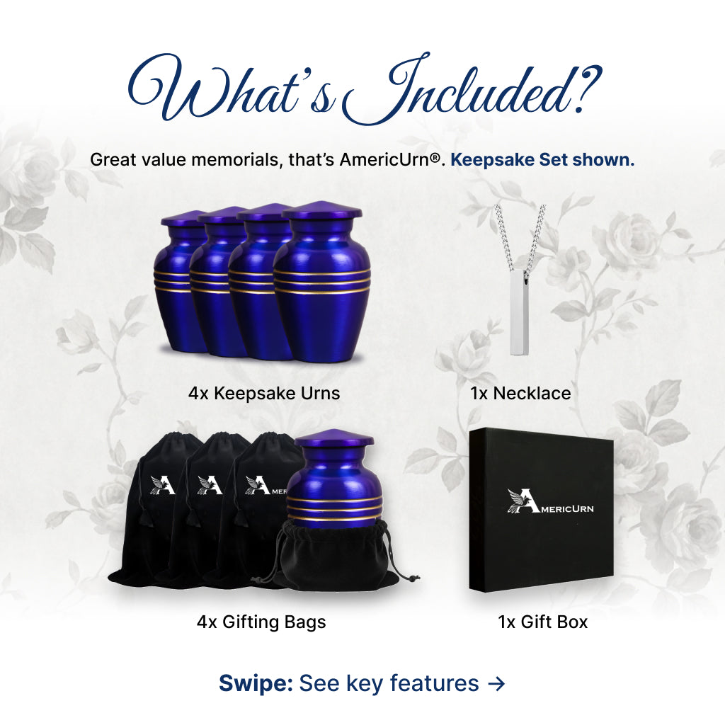 Royal Blue & Gold Accents Pewter Cremation Urn