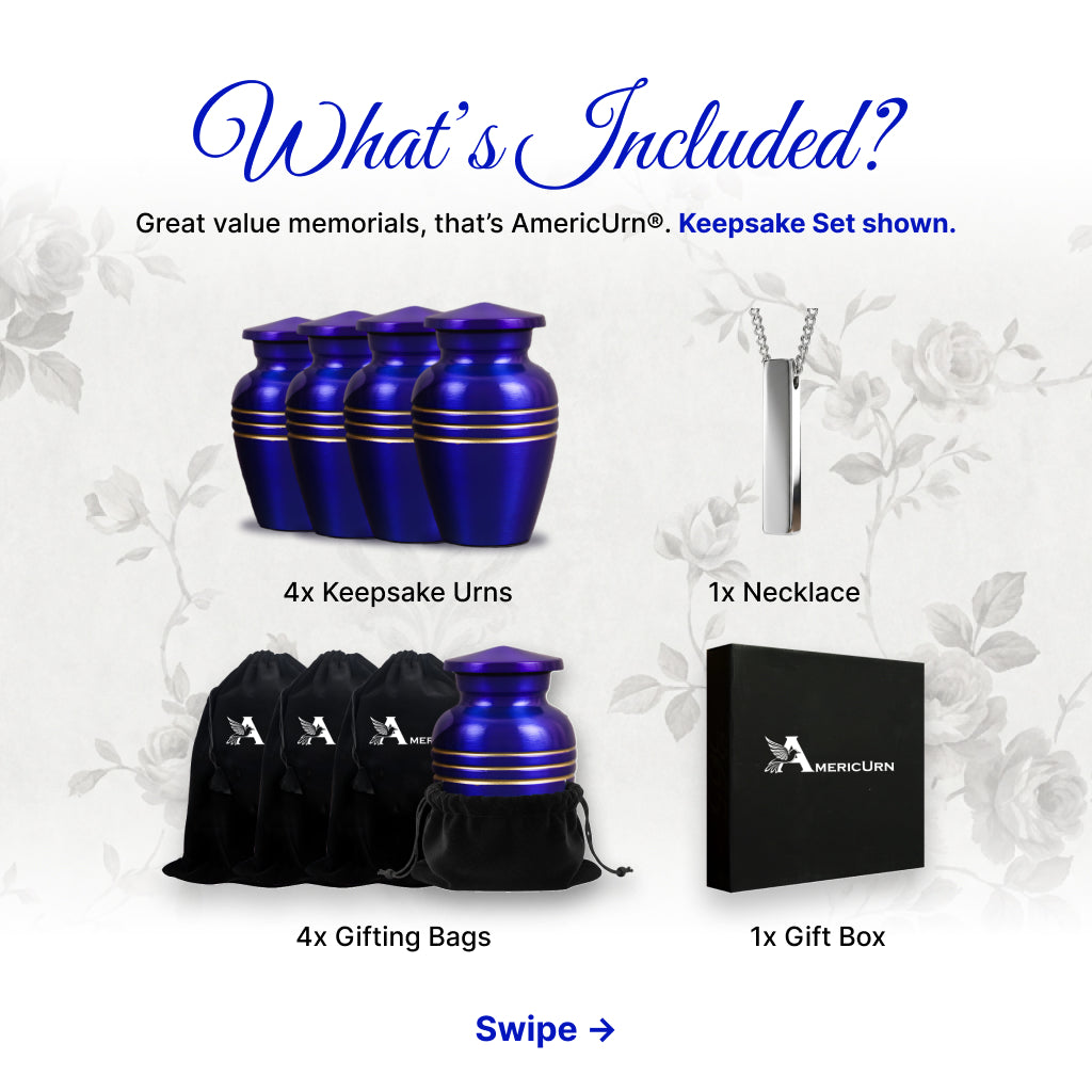 Royal Blue & Gold Accents Pewter Cremation Urn