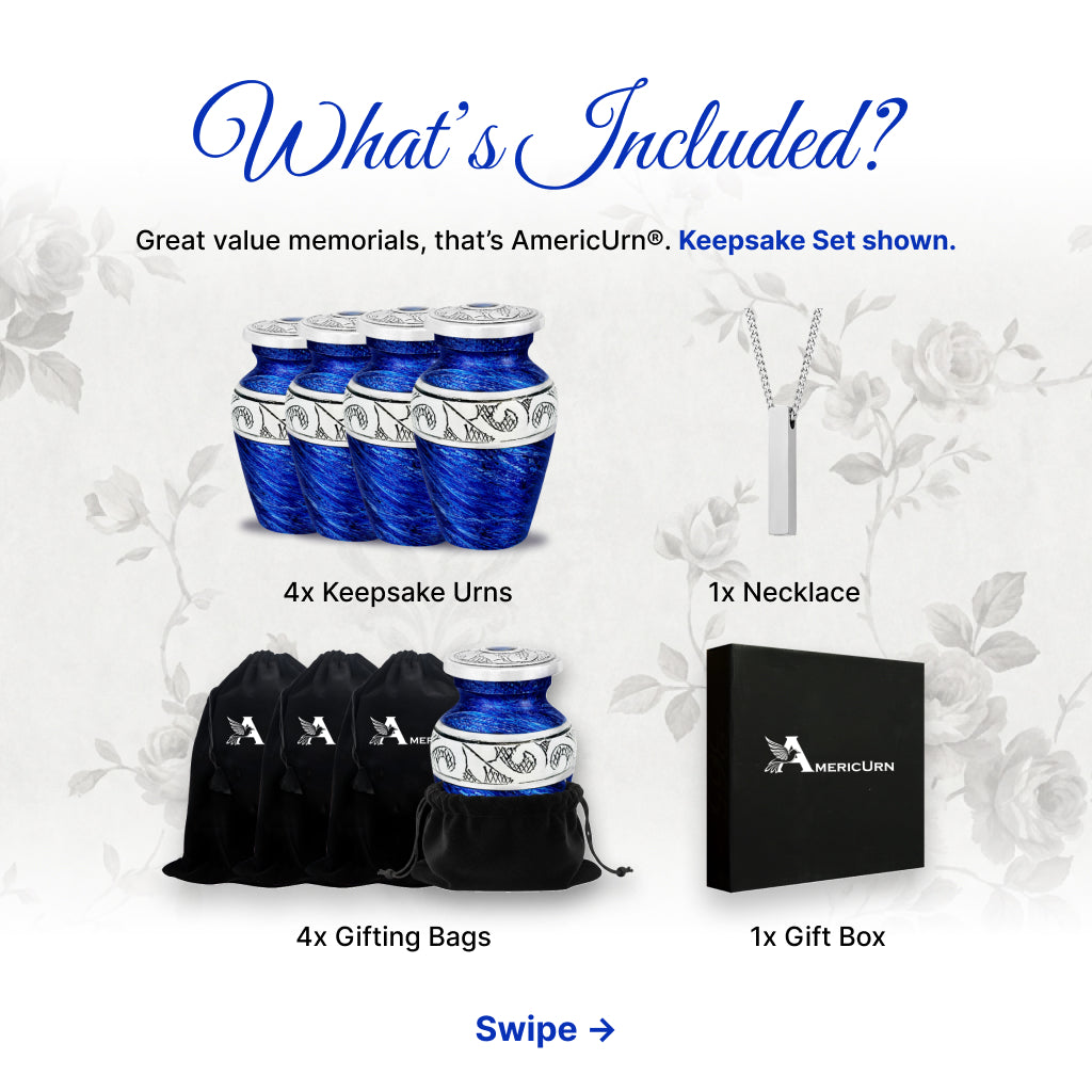 Eternal Blue & Silver Hand-Engraved Cremation Urn