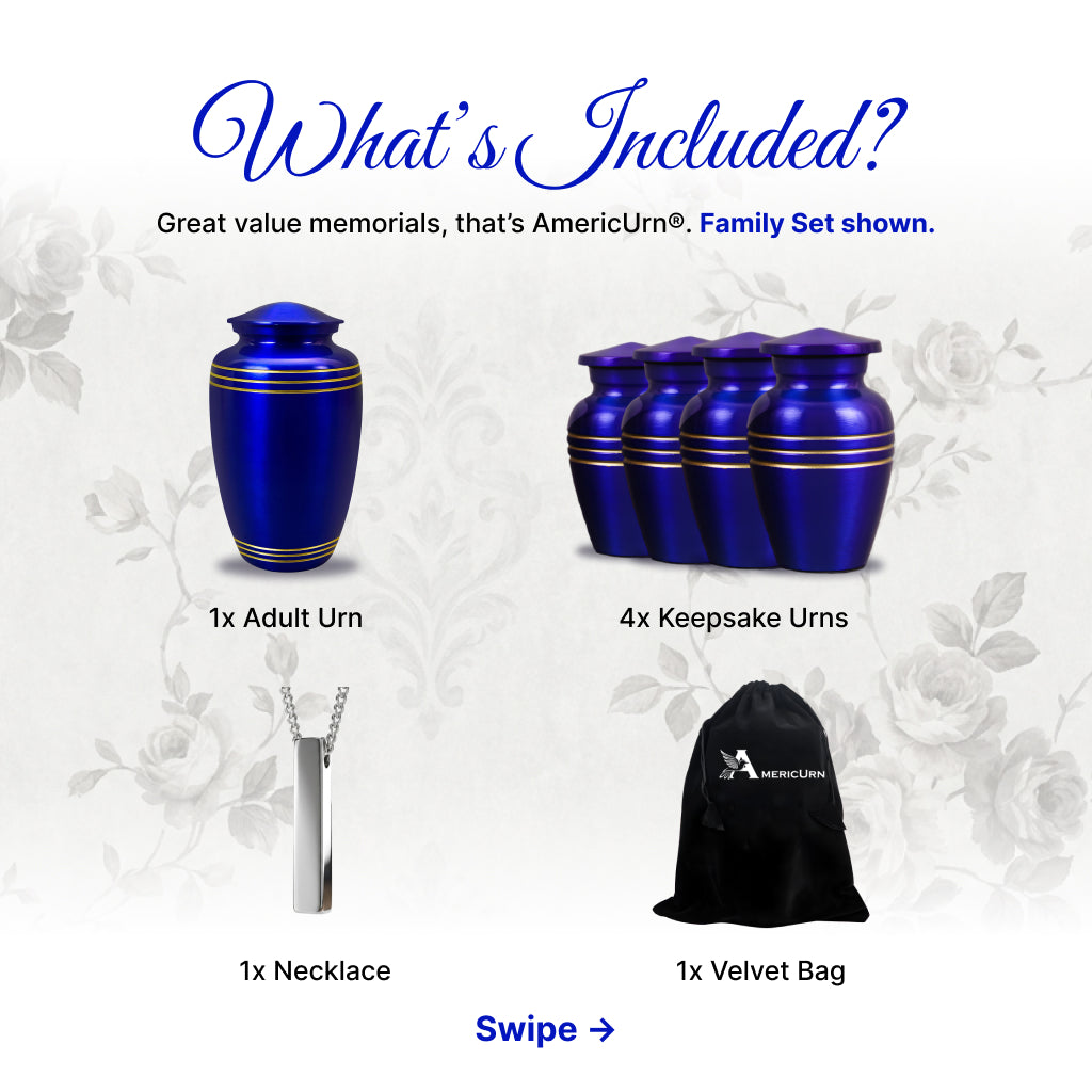 Royal Blue & Gold Accents Pewter Cremation Urn
