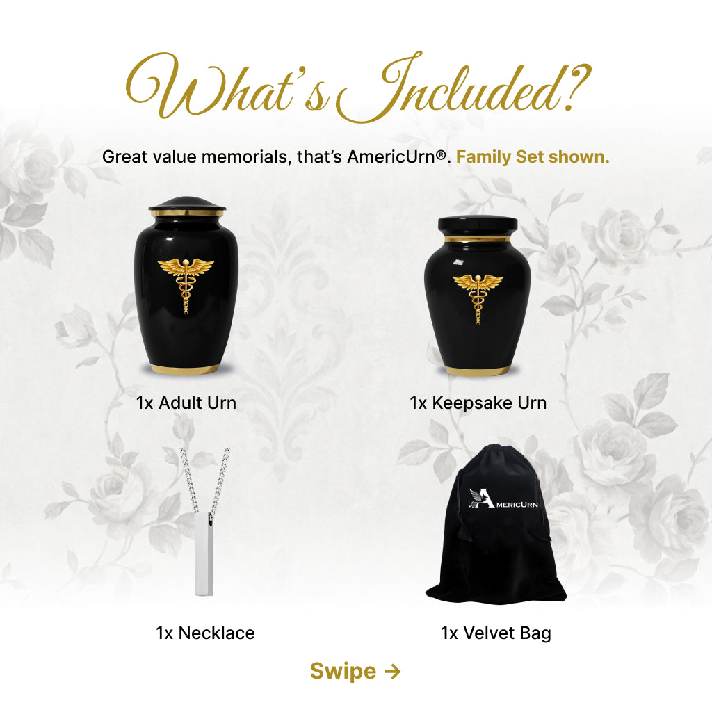 Medical Professional Memorial Urn (Caduceus Design)