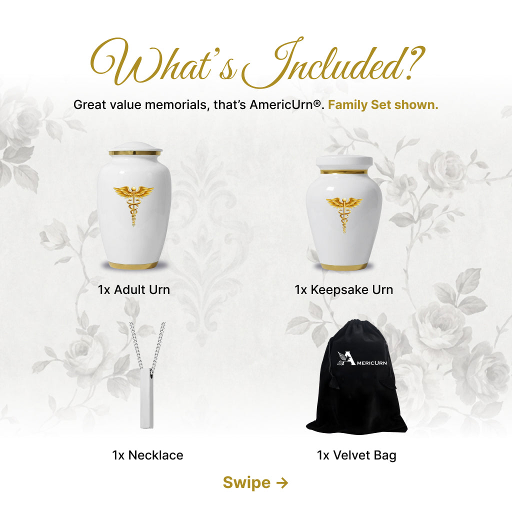 Medical Professional Memorial Urn (Caduceus Design)