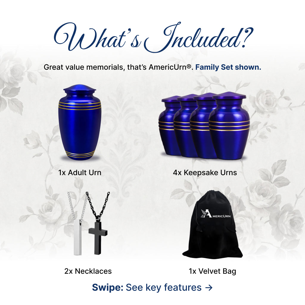 Royal Blue & Gold Accents Pewter Cremation Urn