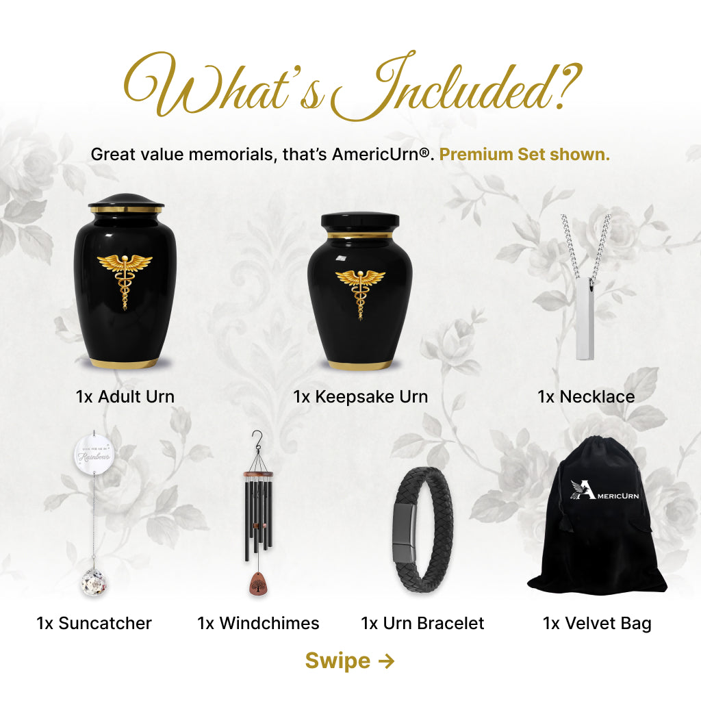 Medical Professional Memorial Urn (Caduceus Design)