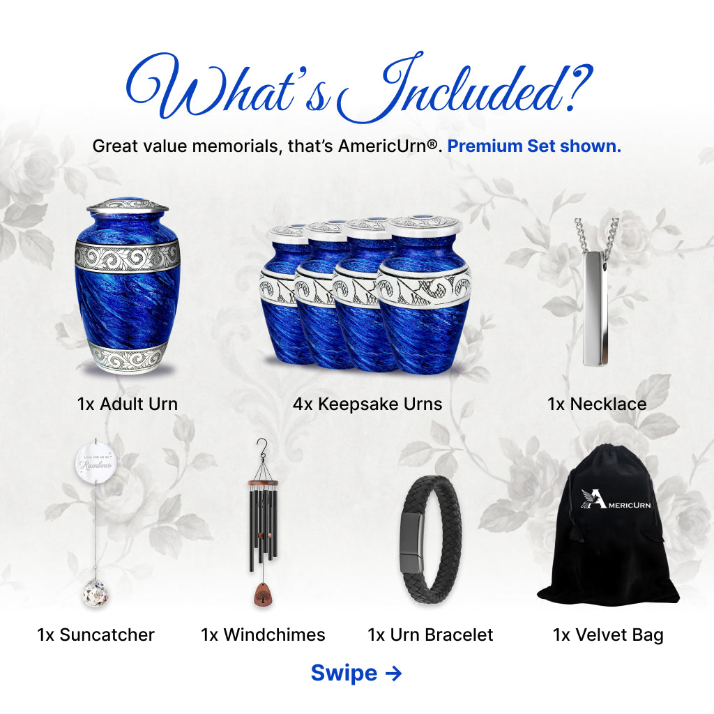 Eternal Blue & Silver Hand-Engraved Cremation Urn