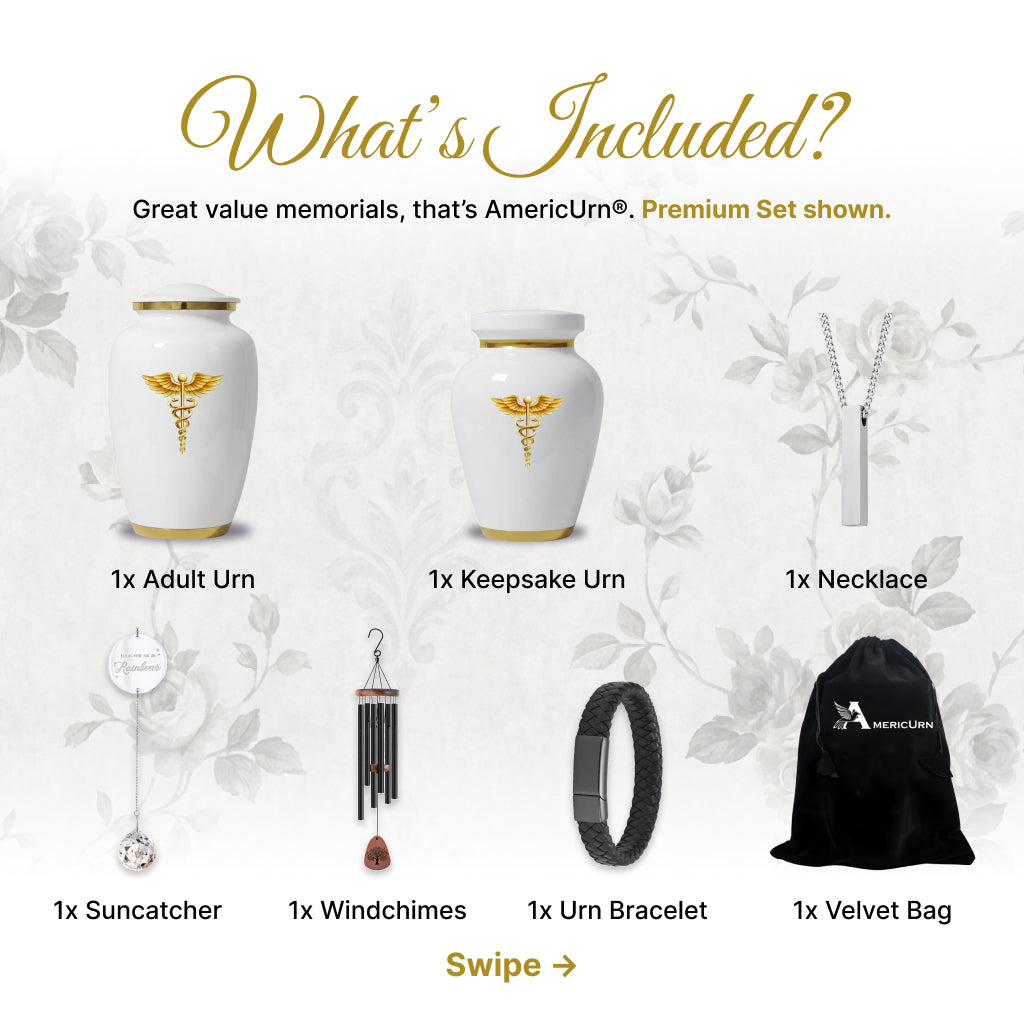 Medical Professional Memorial Urn (Caduceus Design)