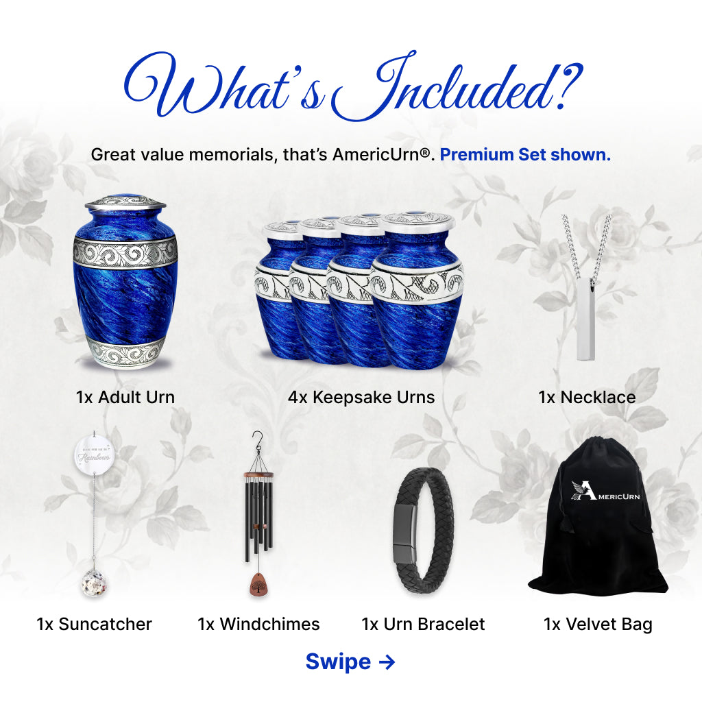 Eternal Blue & Silver Hand-Engraved Cremation Urn