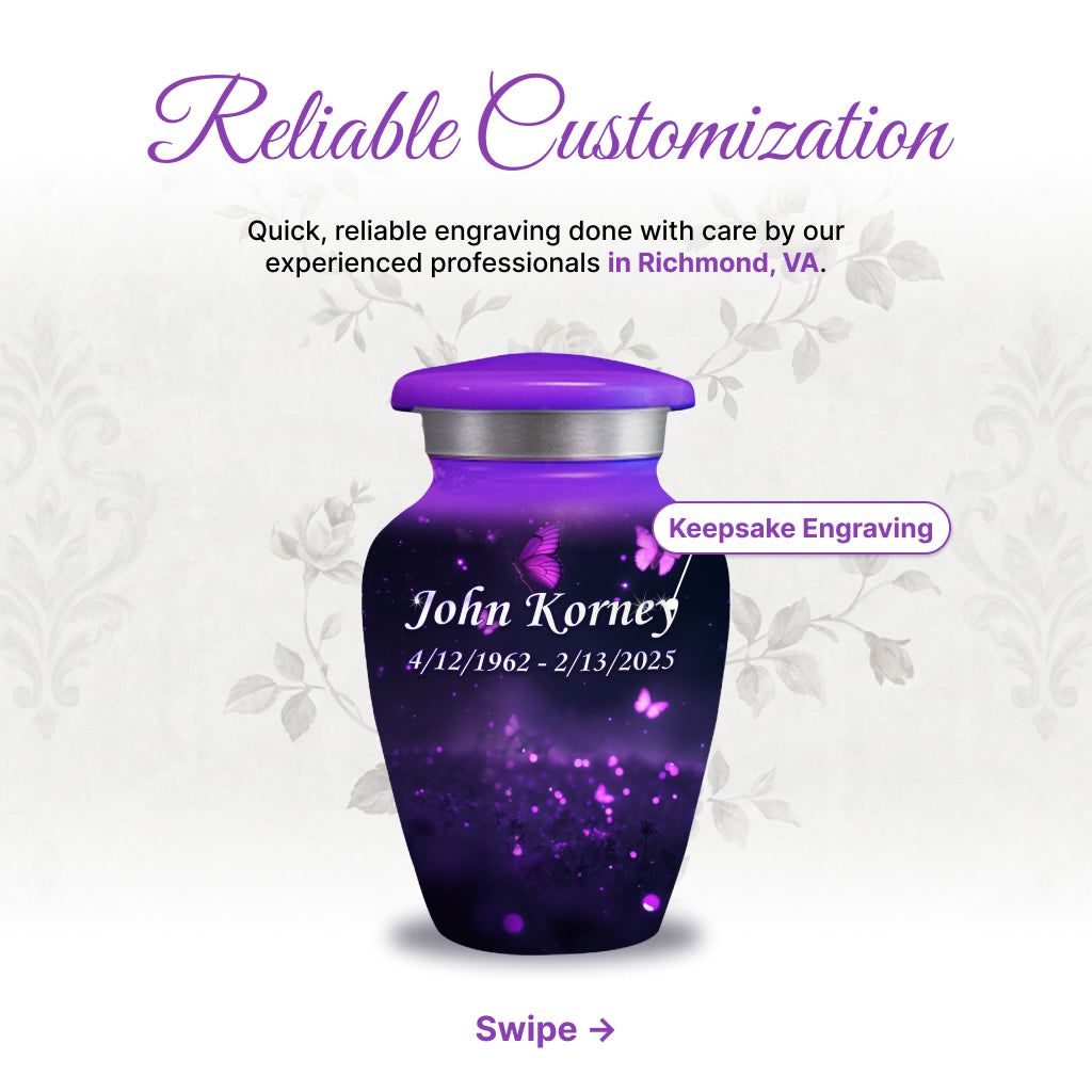 Butterfly Engraved Cremation Urn