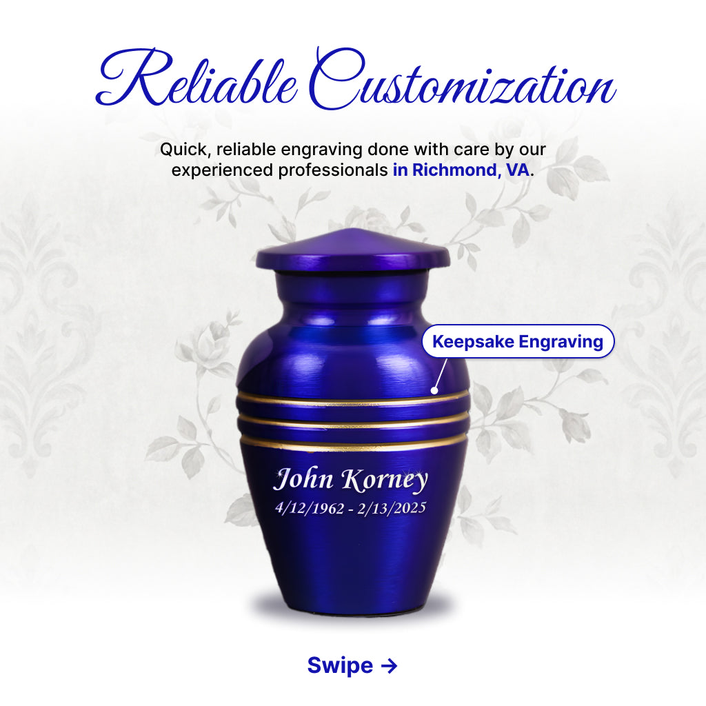 Royal Blue & Gold Accents Pewter Cremation Urn
