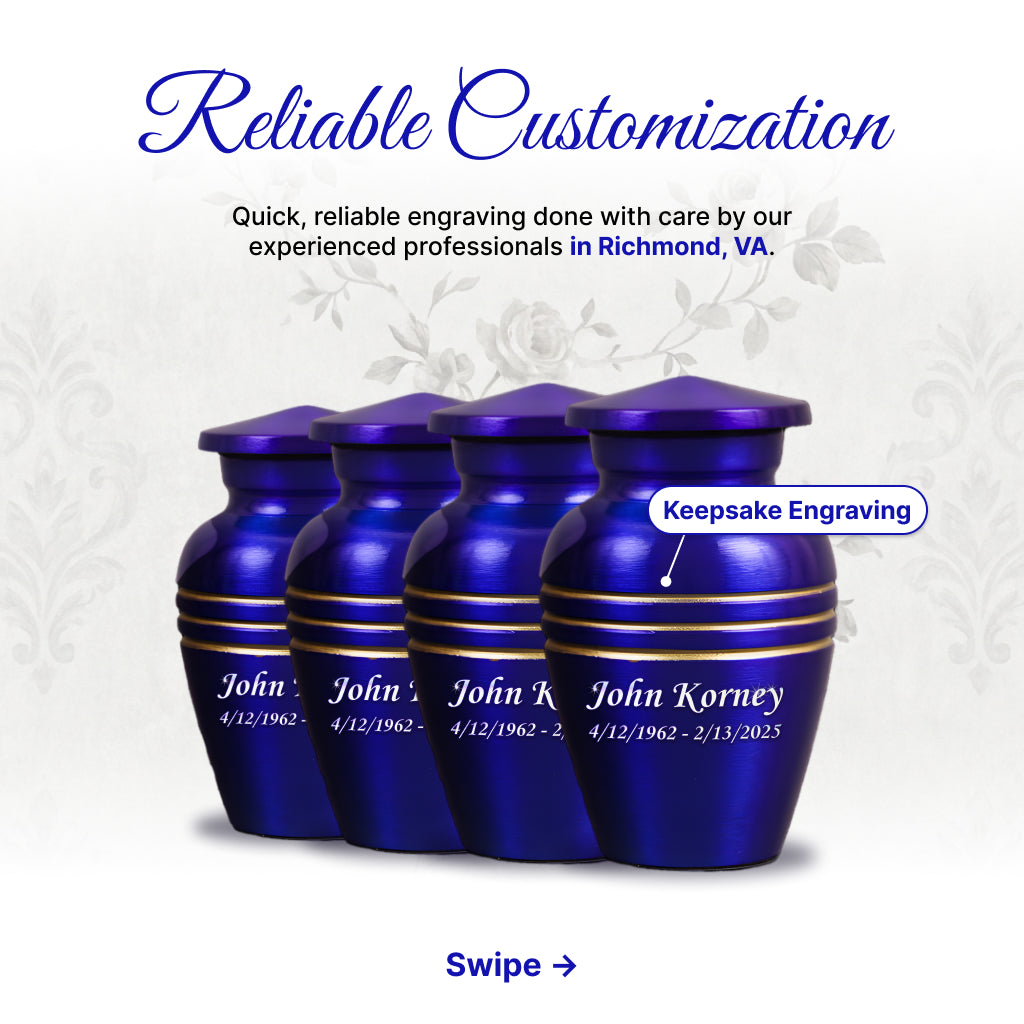 Royal Blue & Gold Accents Pewter Cremation Urn