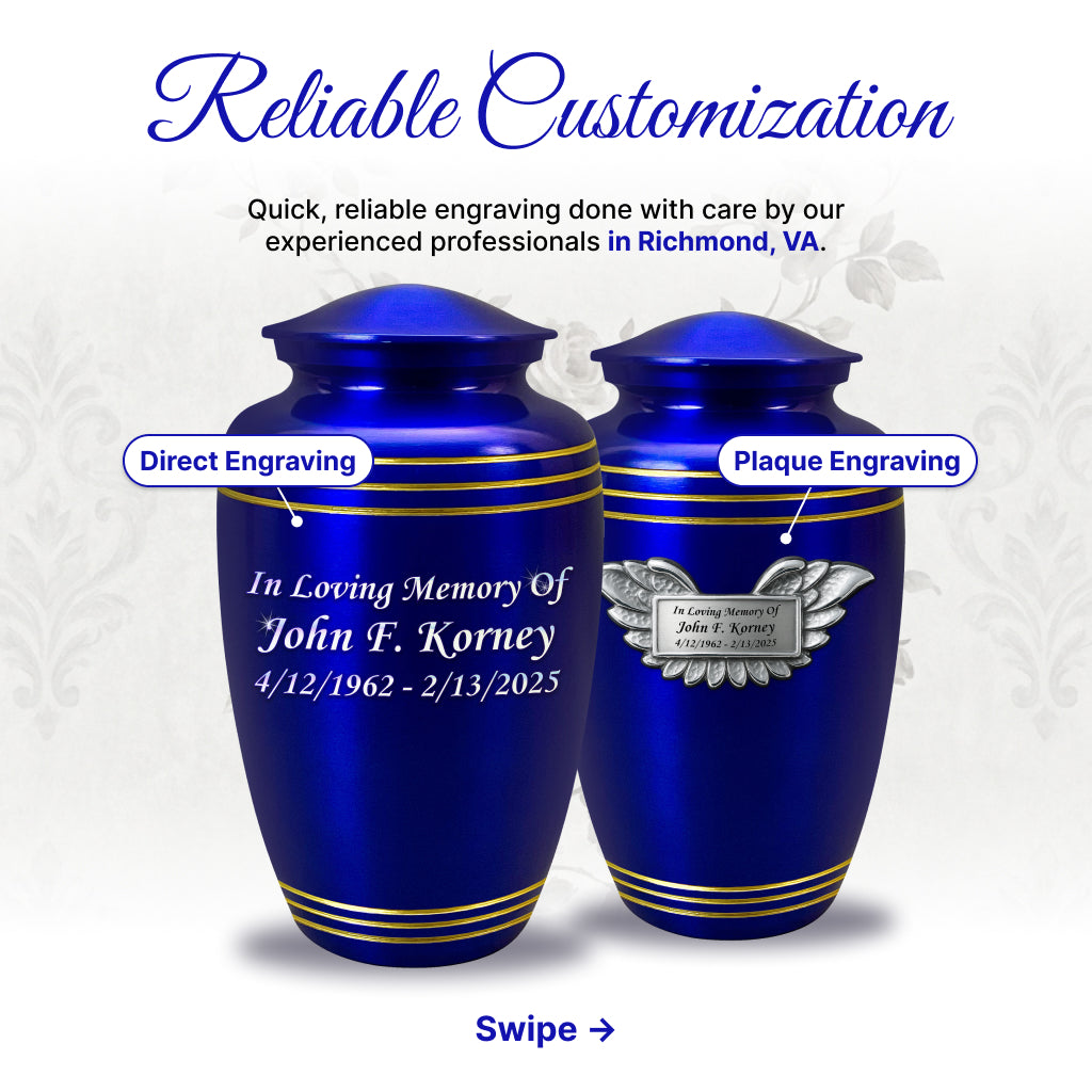 Royal Blue & Gold Accents Pewter Cremation Urn