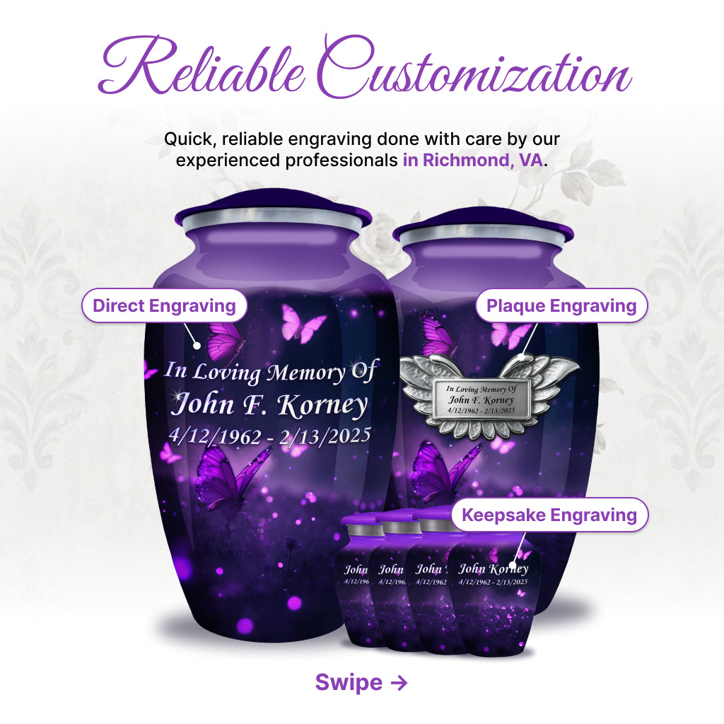 Butterfly Engraved Cremation Urn