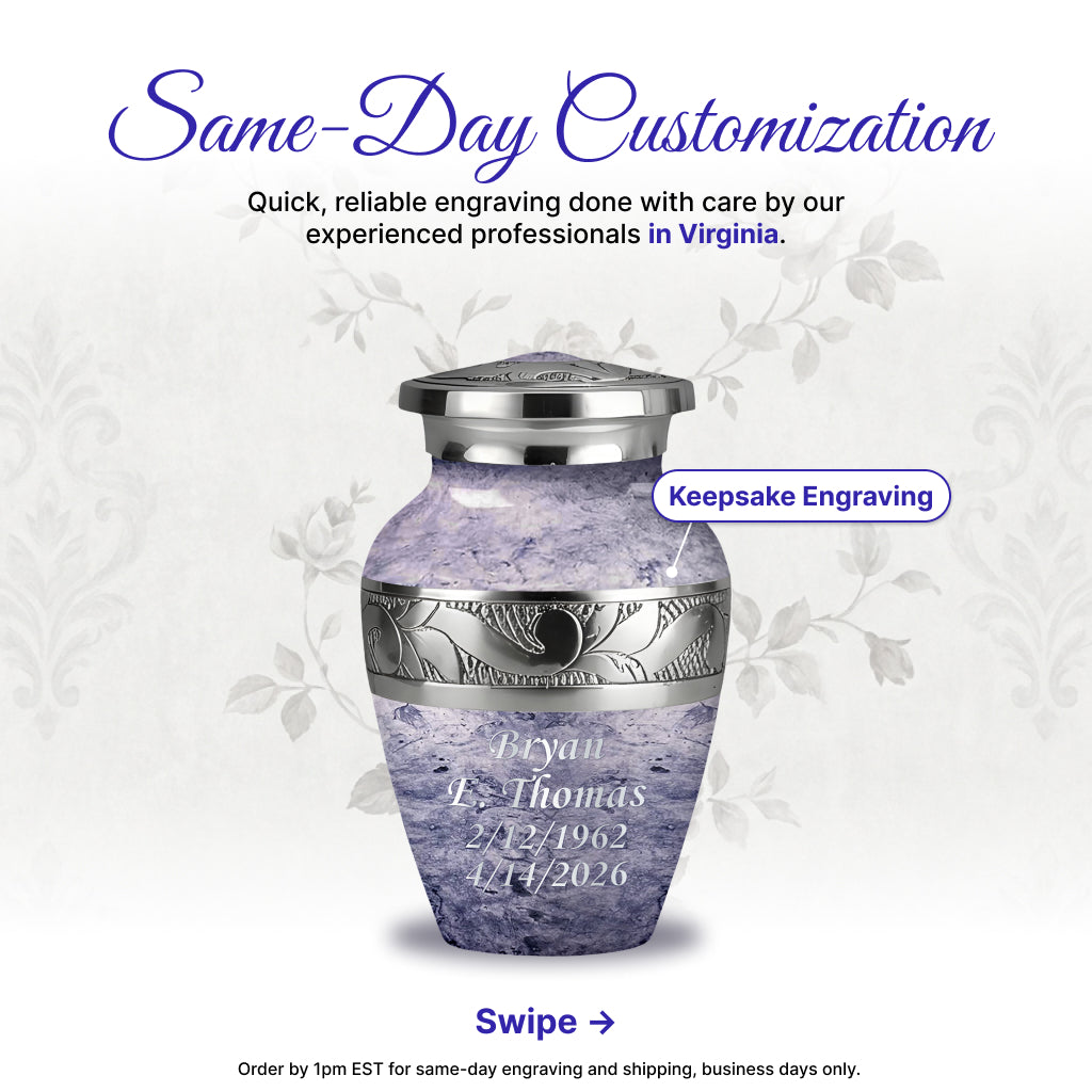 Pearl & Silver Hand-Engraved Urn