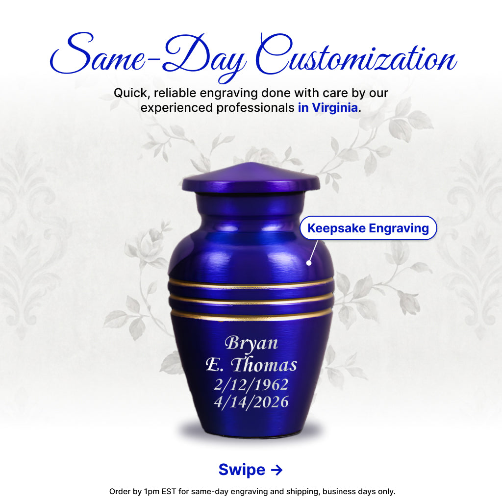 Royal Blue & Gold Accents Pewter Cremation Urn