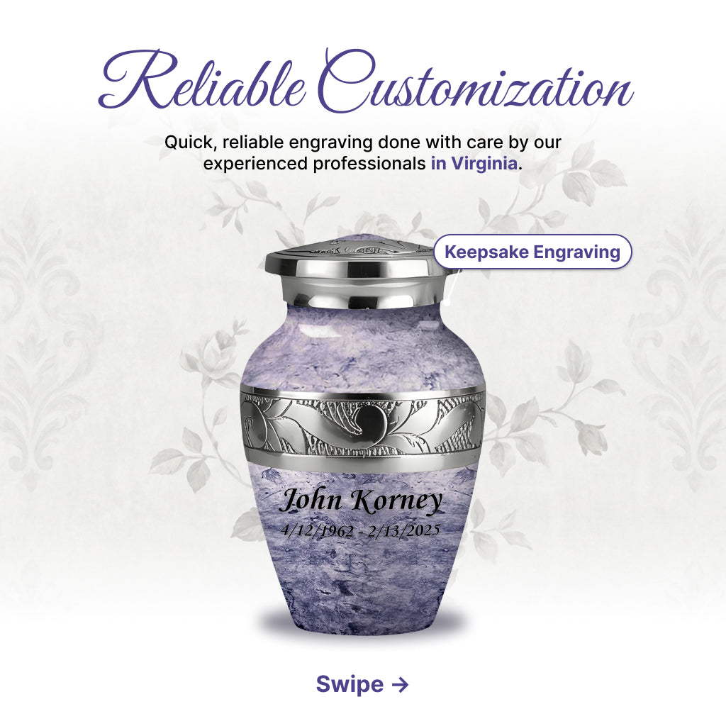 Pearl & Silver Hand-Engraved Urn