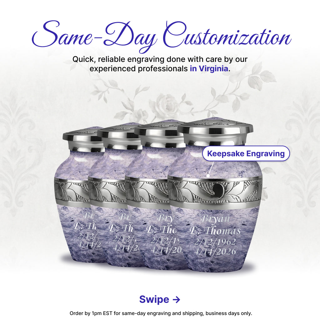 Pearl & Silver Hand-Engraved Urn
